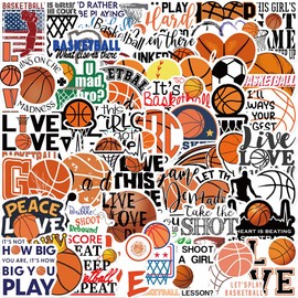 50Pcs Basketball Stickers Pack Basketball Fan Decals Waterproof Stickers for Skateboard Laptop Bumper Helmet Teens Sticker