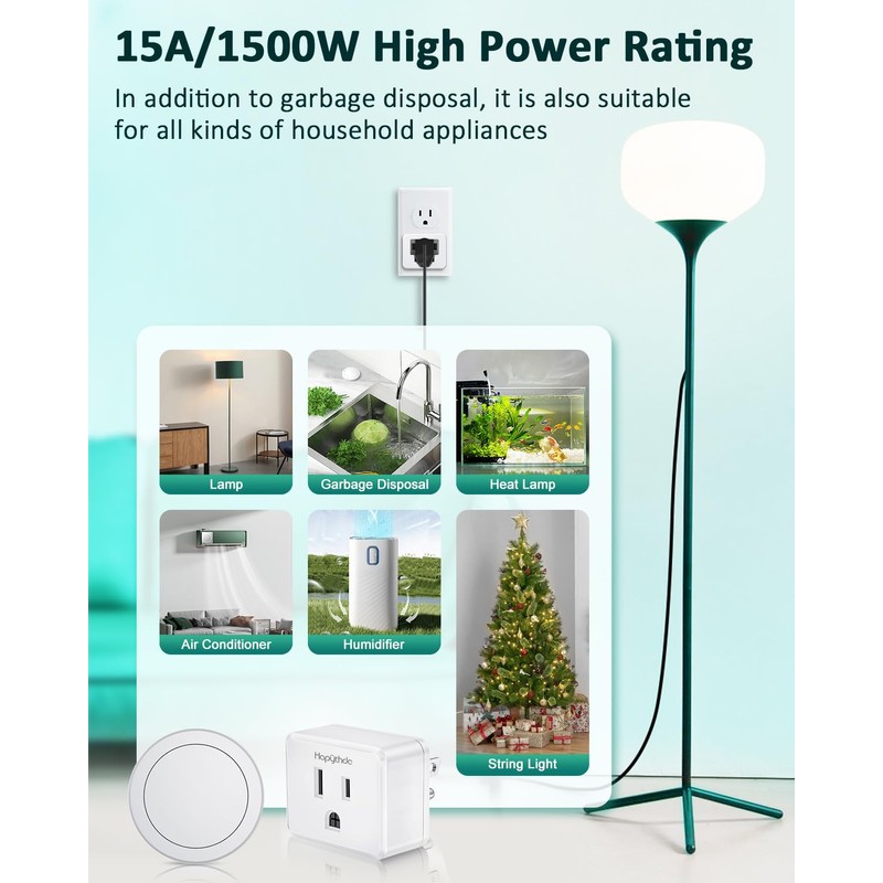 Garbage Disposal Wireless Switch Kit, Remote Control Outlet, No Drilling