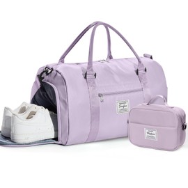 Gym Bag Womens Mens with Shoes Compartment and Wet Pocket Travel Duffel Bag for Women for Plane Sport Gym Tote Bags with Toiletry Bag Waterproof Weekend Overnight Bag Carry on Bag Hospital Holdalls