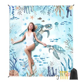 Cyleibe Strandmatten, sandfrei, Stranddecke, 180 x 200 cm, extra groß, leicht, Anti-Sandmatte, sanddicht, faltbar, Outdoor-Decke mit Eckbefestigungsschnallen, für Strand, Camping, Park, Picknick