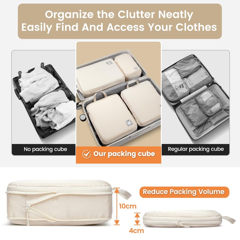 Compression Packing Cubes for Backpack 5 Beige