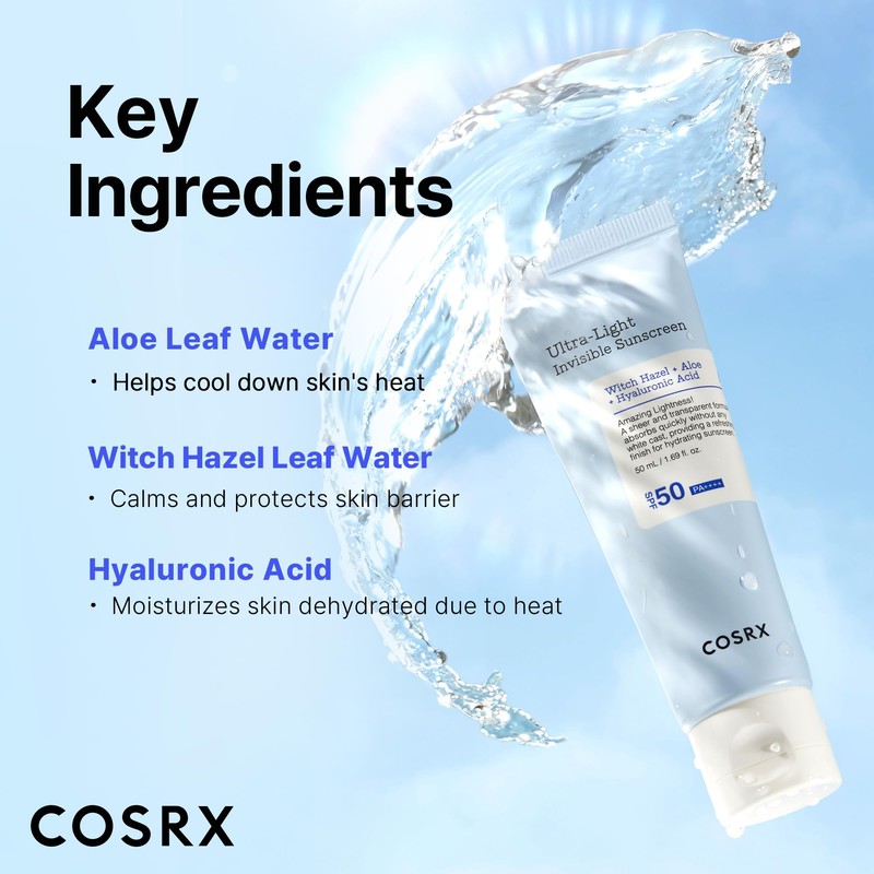COSRX Ultra-Light Invisible Sunscreen SPF 50 Face Moisturiser, PA++++ Korean