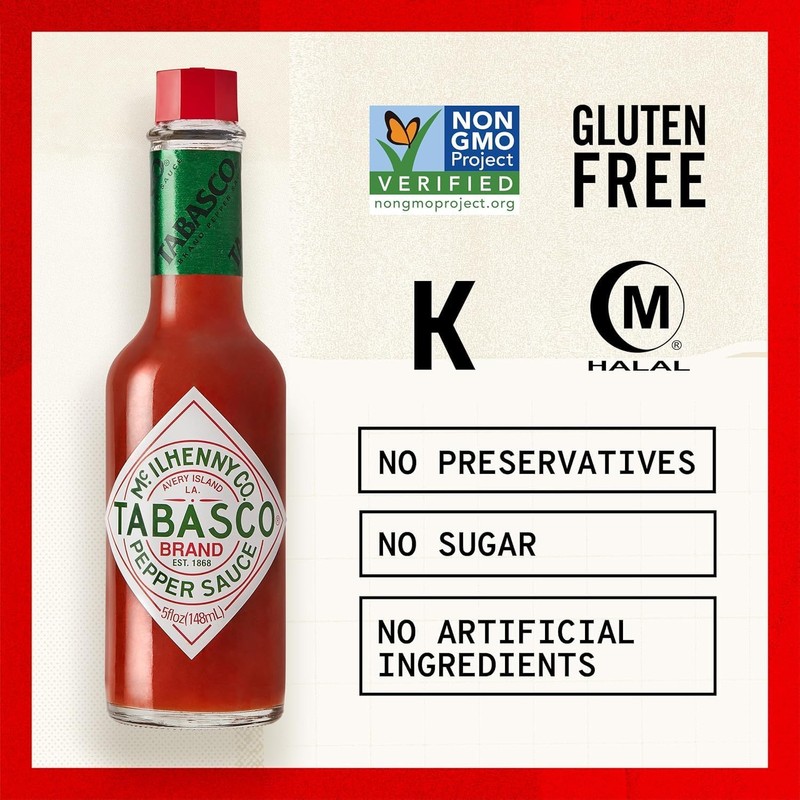 TABASCO Original Red Pepper Hot Sauce, 5 oz Bottles, 2