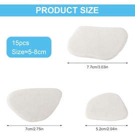 Pack of 15 Stones for Painting, 5-8 cm Smooth Large Pebbles, Flat Pebbles for Crafts, White Gravel Decorative Stones, Beach Pebbles, Garden Pebbles for Colourful Painting Decoration (White)