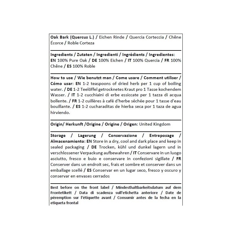 Herba Organica Oak Bark - Quercus L - Herbal Tea