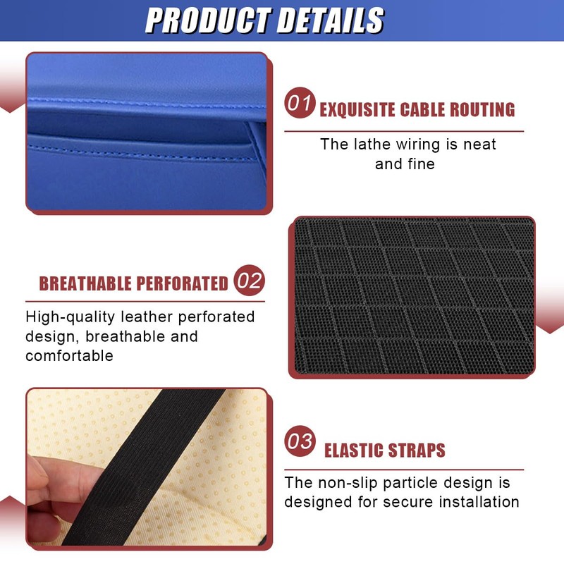 DUSCOKE Car Center Console Cover, Carbon Fiber Leather Car Armrest