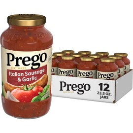 Prego Italian Sausage and Garlic Meat Sauce, 23.5 oz Jar (Pack of 12)