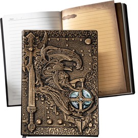 Journal Notebook A5 Lined Hardback, Embossed, 200 Pages in 2 Colours, Vintage Leather Writing Diary, Christmas Birthday Gifts for Women Men, University Gift for Friends Kids, Soldier Bronze