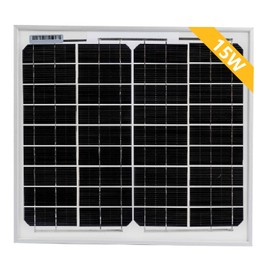 FUTURESOLAR 15 Watt 18 Volt Small Solar Panel, 15W 12V Mono High Efficiency Solar Module for Battery Charging, Security Camera, Automatic Gate, Chicken Coop, Boat, Off-Grid Applications (15W)