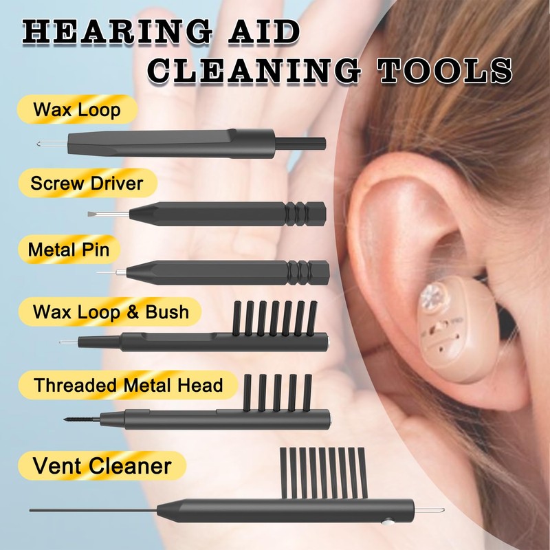 6 Pieces Hearing Aid Cleaning Kits, Hearing Aid Cleaning Brushes