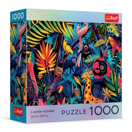 Trefl Quadratische Box – Im Dschungel 1000 Teile Puzzle 68,6 x 48,3 cm Druck, DIY-Puzzle, kreativer Spaß, klassisches Puzzle für Erwachsene und Kinder ab 12 Jahren