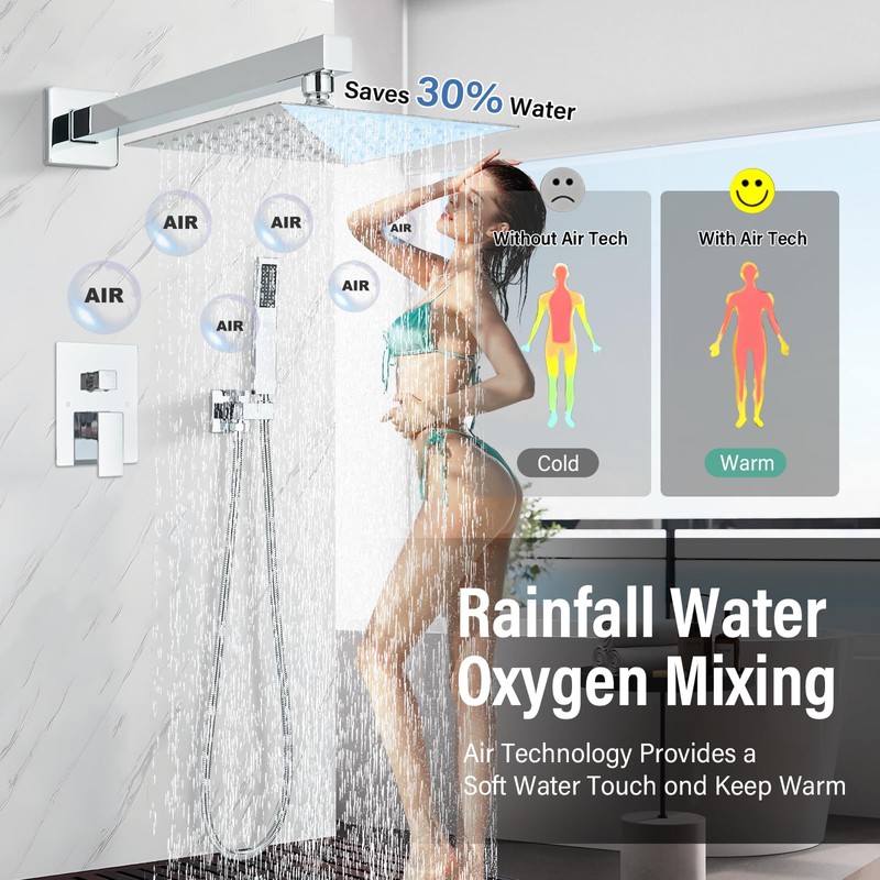 Ackwave Shower Faucet Polished Chrome Shower System with 8 Inches