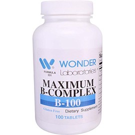 Wonder Labs B-Complex Maximum Potency of All The B Vitamins, Nutritional Support for The Brain and Nervous System and Improved Mood - 100 Tablets