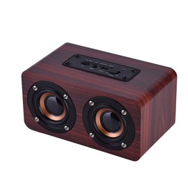 PUSOKEI Mini Bluetooth 4.2 Speaker, Wooden Combination Speaker Stereo Loudspeakers with 2 Horn,Portable Rechargeable Multimedia Music Speakers Support 3.5mm Input,TF