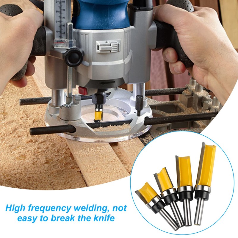 Pack of 4 8 mm Flush Cutter Shank Milling Cutter