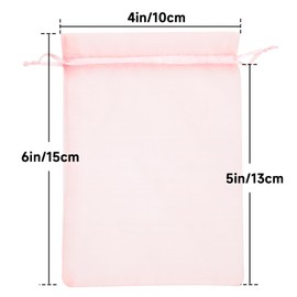 joycraft 50Pcs Blush Pink Organza Bags - 4x6 In Jewelry Drawstring Pouch with Mesh, Sheer Party Favor Pouch for Birthday, Baby Shower, Wedding, Graduation