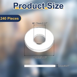 uxcell 240 Pcs M1.7 PVC Flat Washers 1.7mm ID 4mm OD 0.3mm Thick Plain Washer Grommets Plastic Sheet Gasket Fastener Sealing Spacer Gasket Ring Water Hose Washers, Clear
