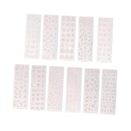 FRCOLOR Unique Manicure Templates Deep Etching 11pc Stainless Steel Nail Stamping Plates