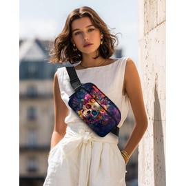 Skull Fanny Pack Travel Belt Bag Waterproof Small Crossbody Bags for Women Waist Pouch for Running Hiking Cycling