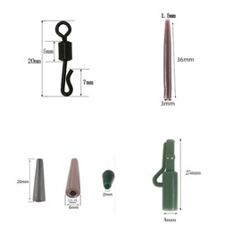 HOUSON 120 pieces carp accessory set, fishing accessories, carp fishing device, safety clips, anti-tangle sleeves, tail rubber tubes, quick change swivel clips