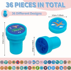 Bukuhlio 36-Piece Children's Stamps, Cartoon Car Stamp Set, Multicoloured Animals Stamp Set, Cute Toy Stamps, Gift Bag Filler, Party Gifts for Children, Birthday Gift (Set A)