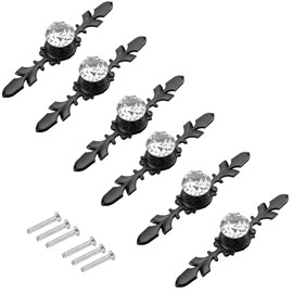 6-PCS Crystal Drawer Knobs Modern Glass Cabinet Knobs Diamond Drawer Handles Cupboard Pull Handles with Screws for Home for Kitchen for Office(Small Size)