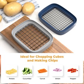 Potato Chipper Chip Cutter French Fry Cutter for Potatoes, 3 Blades Fast Cutting Potato Chip for French Fries, Food Dicer Chop Box for Vegetables Fruits
