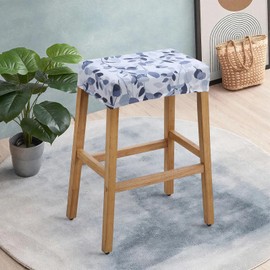 YISUN Stool Covers Rectangle - 2 Pack Stretch Waterproof Saddle Seat Cover Counter Bar Stools Bar Chairs Covers Kitchen Island Chairs Cushion Protector (2, F-Grey White)