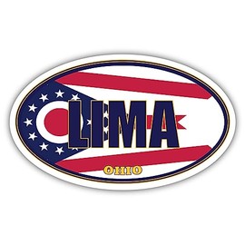 3 Pack 2x3 inches | Lima City Ohio State Flag | OH Flag Allen County Oval State Colors Construction Toolbox, Hardhat, Lunchbox, Helmet, Mechanic, Luggage