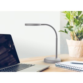 Maul MAULjoy LED Desk Lamp, Small Desk Lamp with Stand, Modern Table Lamp for Desk, Office, Flexible LED Lamp with 3000 K Warm White LED Light, Silver