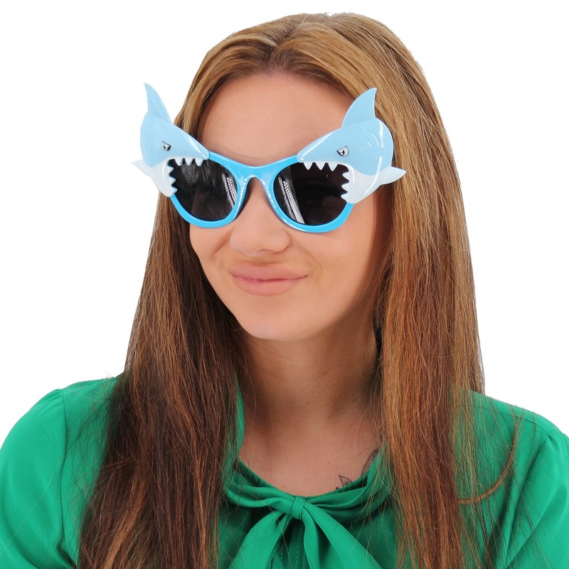Pohotobooth Props Ltd Light Blue Shark Eating The Frame Sunglasses