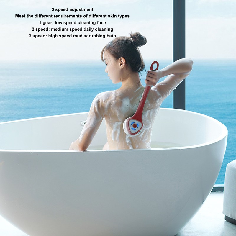 Electric Bath Brush Rechargeable Waterproof Detachable Cordless Body Scrubber Back