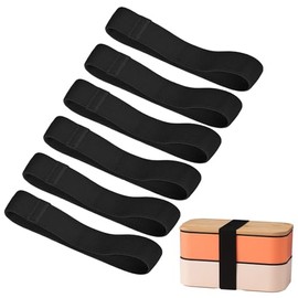 Bento Box Strap, Bento Box Band, Elastic Band Lunch Box, 6 Pieces, 25 mm Lunch Box Strap, Elastic Band, Lunch Boxes Elastic Band, Portable Elastic Attachment Straps for Lunch Boxes, Black
