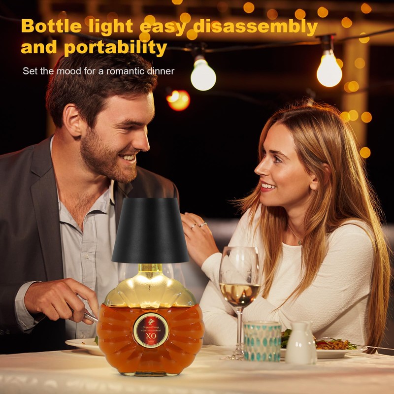 SOUDFK Wireless Bottle Lamp, 2025 New 3 Color Rechargeable Wine