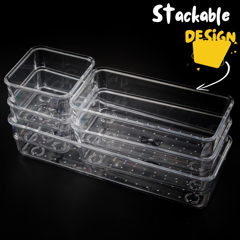Mr. Pen- Drawer Organizers Set, 5 pcs, Clear Plastic Makeup