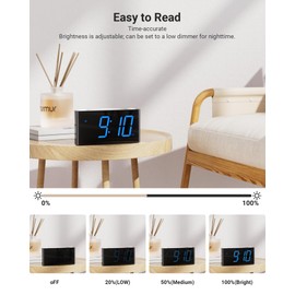 Rocam Digital Alarm Clock for Bedrooms - Large 7.5'' LED Display with Dimmer, Snooze, 7 Color Night Light, Easy to Set, USB Chargers, Battery Backup, 12/24 Hour for Kids,Heavy Sleepers(Blue)