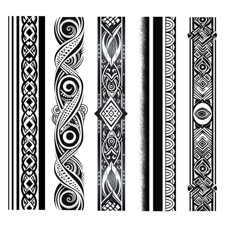 5 Sheets Temporary Bracelet Tattoos Tribal Tattoo Maori Design Tattoos