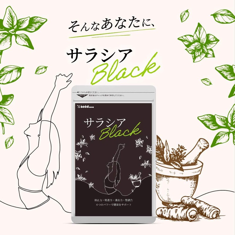 シードコムス サラシアブラック サプリメント 炭 チャコール 乳酸菌 オリゴ糖 ダイエットサプリ (約3ヶ月分 180粒)