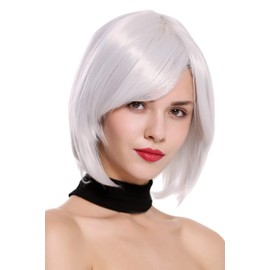 WIG ME UP - SA091-M3 Women's Wig Cosplay Short Bob Longbow Straight Grey White Grey
