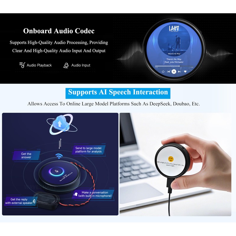 ESP32-S3 with 1.75inch AMOLED Round Touch Display Development Board, 466x466,