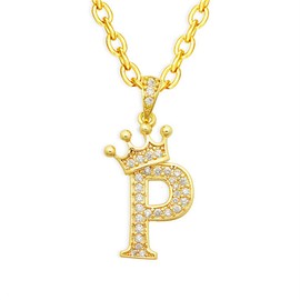 LXSSLY Gold Crown Initial Necklaces for Women Dainty Letter A-Z Pendant Necklace 18K Gold Plated Zirconia Letter Crown Choker Necklace for Women
