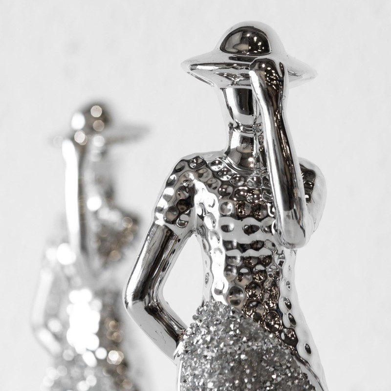 Prodbuy Set of 2 Silver Elegant Lady Figures 29.5cm Tall