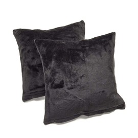 MALIKA Set of 2 Cashmere Touch Fleece Cushion Covers, Sofa Cushion Cover, Couch Cushion Cover, Size: 50 x 50 cm, Design: Black