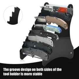 Biobasedon Knife Display Stand,Knife Holder Holds 8 knife,knife display case for Fixed Blade Knife Collection Display, folding knife,dagger (8 layer stand), Black
