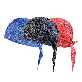 Vertvie Pack of 3 Breathable Sports Bandana Cap Biker Scarf Bandanas Hat Cycling Hat Men Women - - One Size