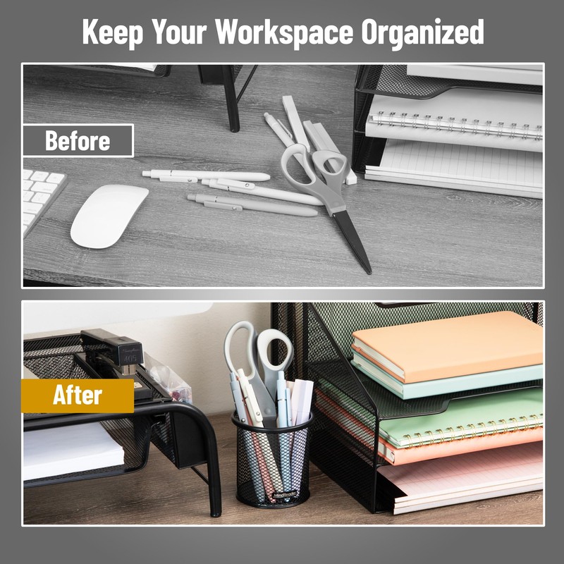 Mind Reader Pen and Accessories Holder, Desktop Organizer, Office, Metal