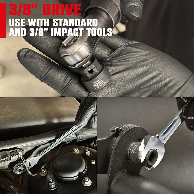 CROM Stubby Impact Socket Set - 14-Piece 3/8" Drive Metric