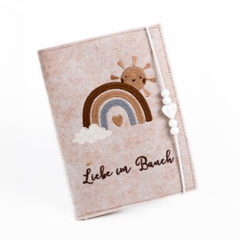 MYLILY German Maternity Log Cover | Felt Maternity Log Cover | Maternity Log Cover in Beige | Maternity Log Cover | Gift for Pregnant Girlfriend