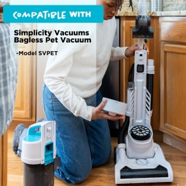 Simplicity Vacuums Certified HEPA Replacement Filter Set, Fits SVPET Bagless Upright Vacuum Cleaner, 3-Piece Set with HEPA Media, Electrostatic, and Foam Filters for Pet Hair, Dust, and Dirt, SFSVPET