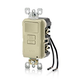 Leviton AFSW1-I SmartlockPro Outlet Branch Circuit (OBC) Combination Arc-Fault Circuit Interrupter with Switch, Wallplate Included, 15-Amp, 120-volt, Ivory